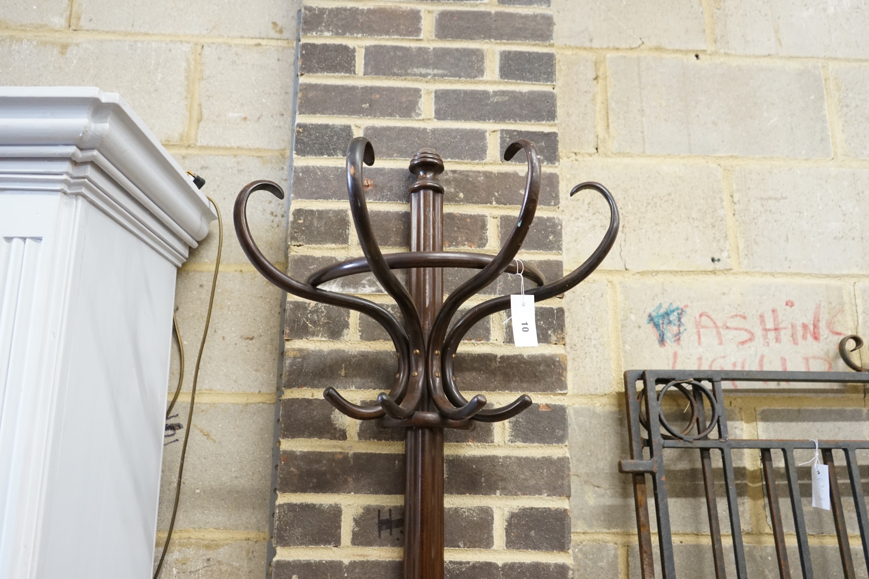 An early 20th century beech bentwood hall stand, height 199cm